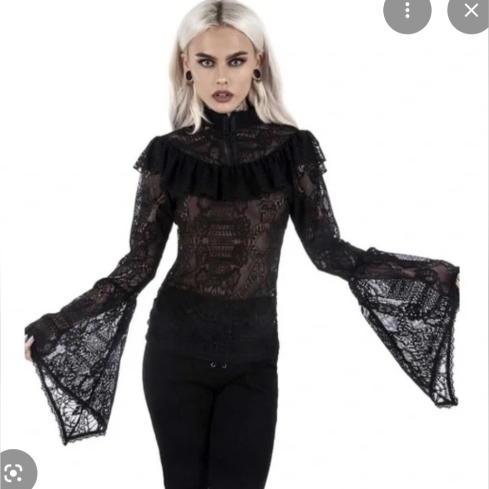 Killstar Black Lace Ruffle Blouse